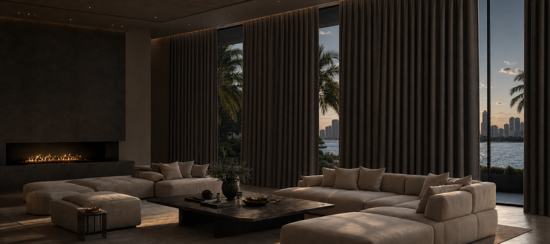 Lined drapery design direction in a bedroom environment